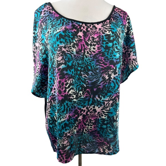 Torrid Animal Print Short Sleeved Top Multi Colored Plus Size 2 18/20 2X HW492 - Picture 5 of 16